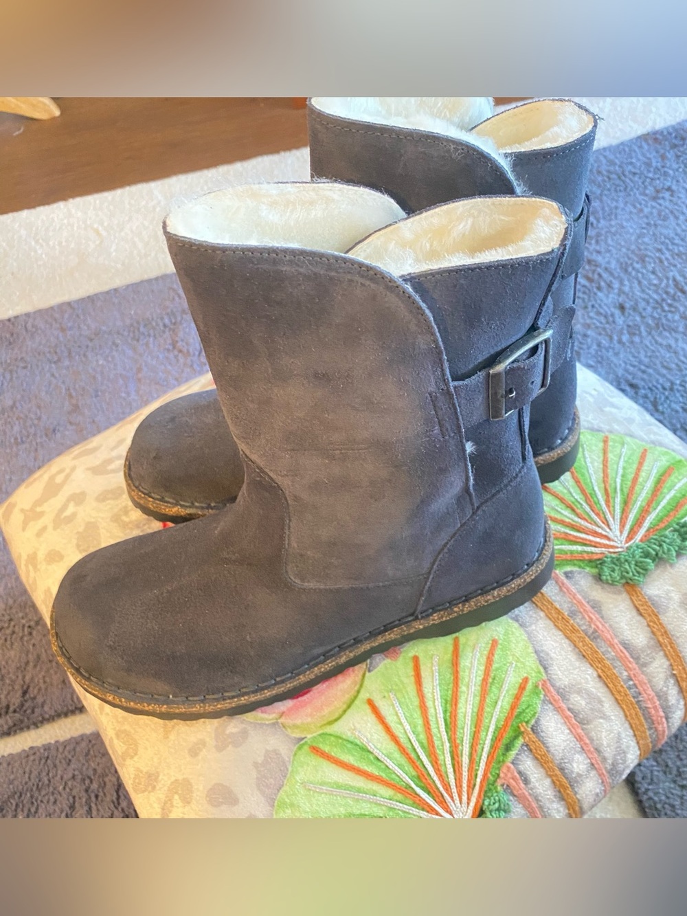Birkenstock Gray Suede Shearling-Lined Ankle Boots size 39 New with box and tags
